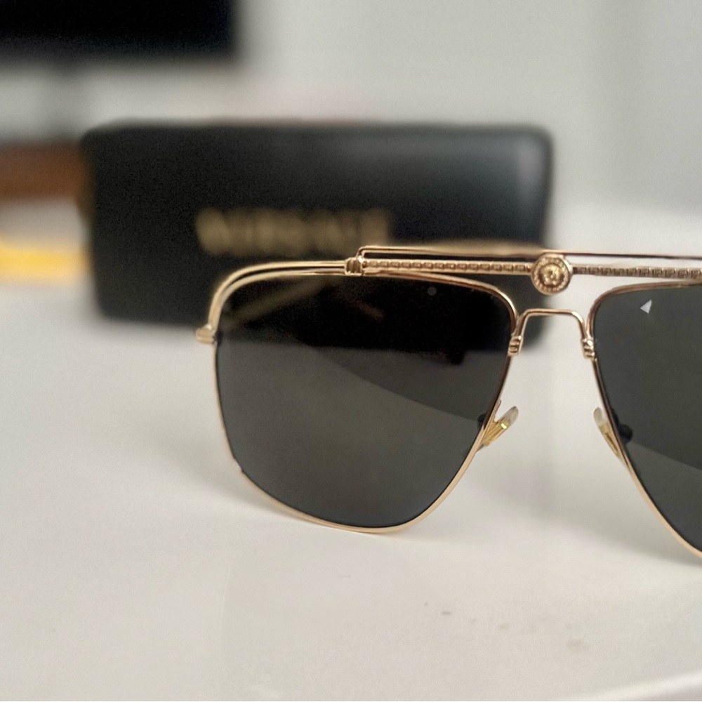 Versace Gold Frame Sunglasses with Dark Lenses